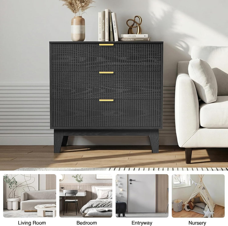 Bedroom Chest of 3 Drawers Wooden Closet Dressers