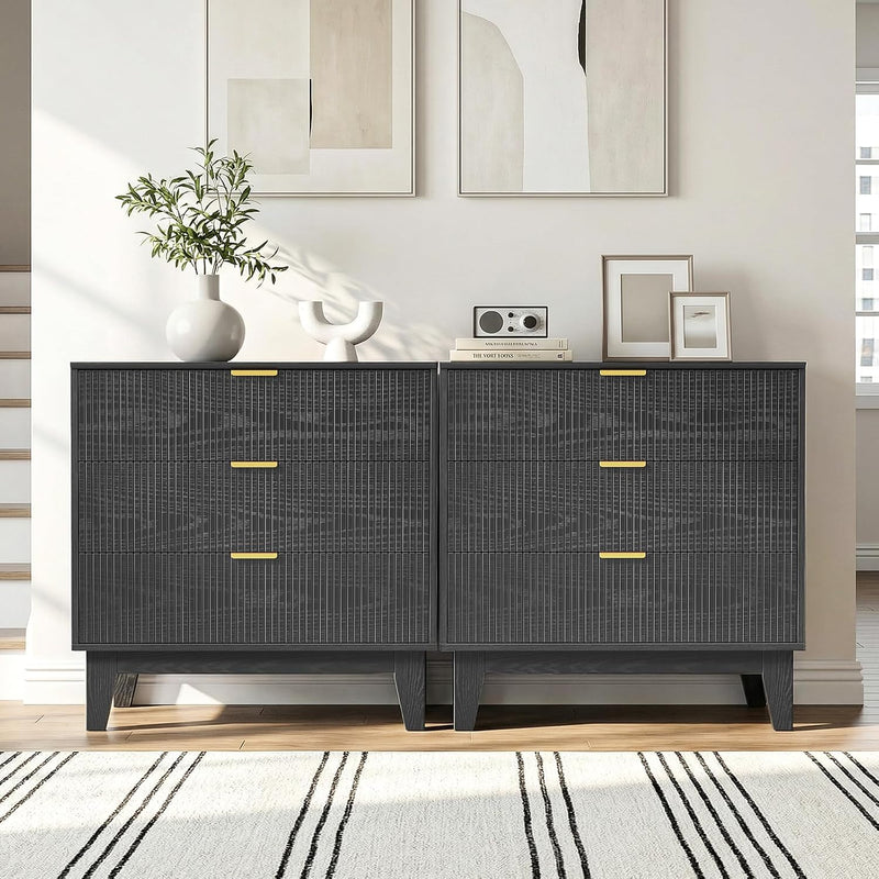 Bedroom Chest of 3 Drawers Wooden Closet Dressers