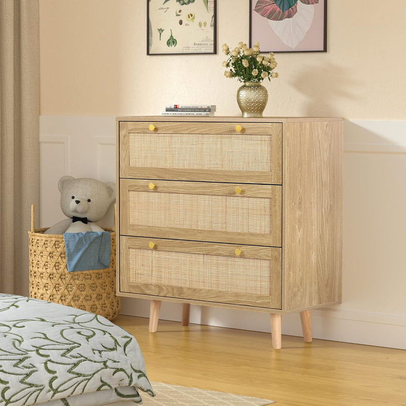 Bedroom Chest of 3 Drawers Wooden Closet Dressers