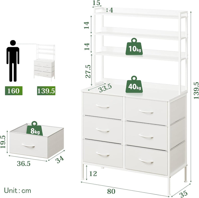 Bedroom Chest of Drawers 3-Tier Wooden Storage Shelf