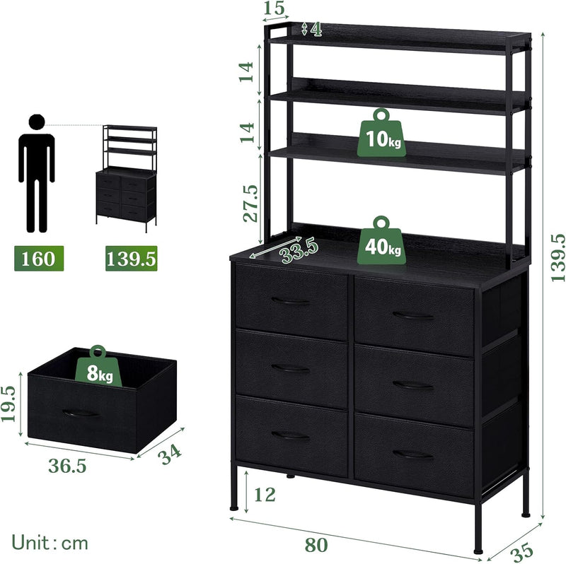 Bedroom Chest of Drawers 3-Tier Wooden Storage Shelf