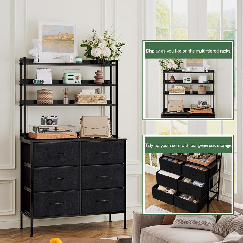 Bedroom Chest of Drawers 3-Tier Wooden Storage Shelf