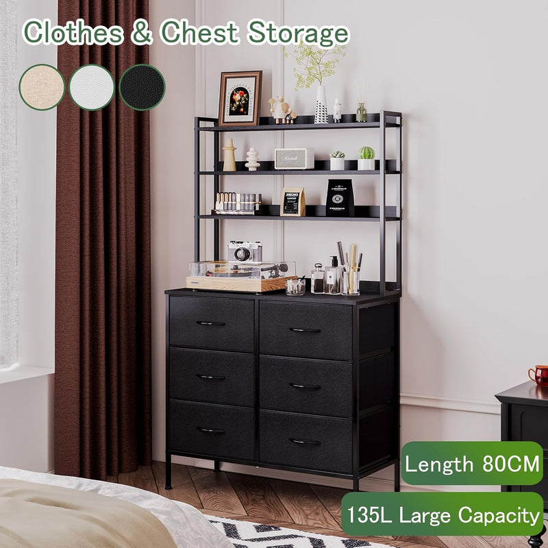 Bedroom Chest of Drawers 3-Tier Wooden Storage Shelf
