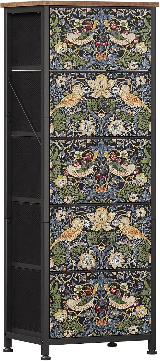 Bedroom Chest of Drawers with 5 Fabric Strawberry