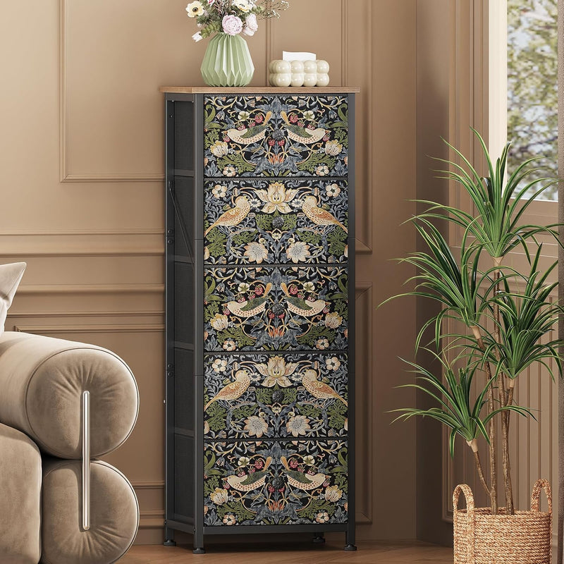 Bedroom Chest of Drawers with 5 Fabric Strawberry