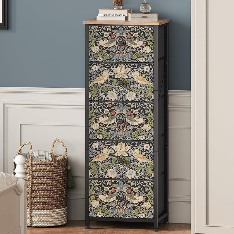 Bedroom Chest of Drawers with 5 Fabric Strawberry