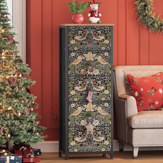 Bedroom Chest of Drawers with 5 Fabric Strawberry