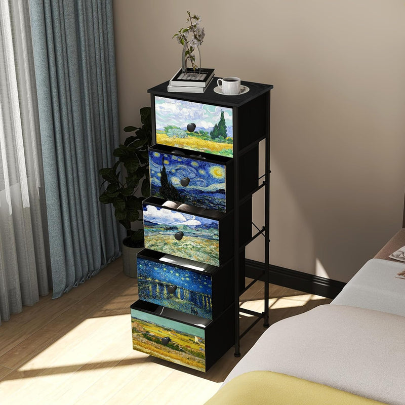 Bedroom Chest of Drawers with 5 Fabric Van