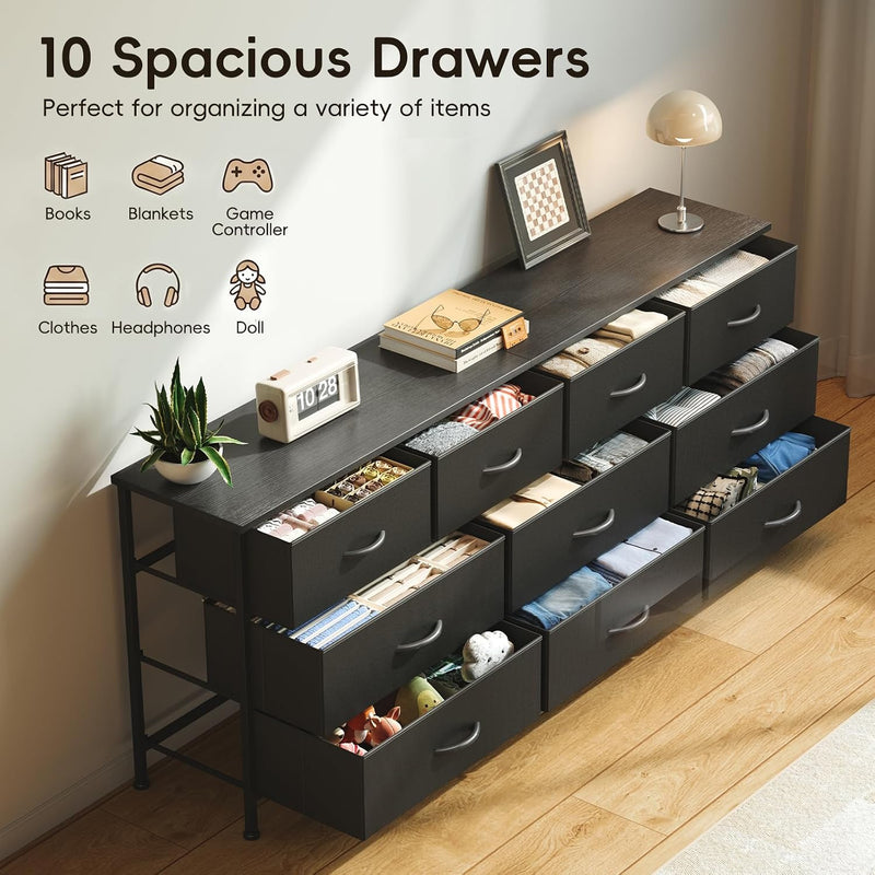 Bedroom Dresser Chests of Drawers with 10 Fabric