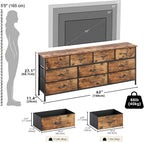 Bedroom Dresser Chests of Drawers with 10 Fabric