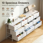 Bedroom Dresser Chests of Drawers with 10 Fabric