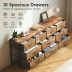 Bedroom Dresser Chests of Drawers with 10 Fabric