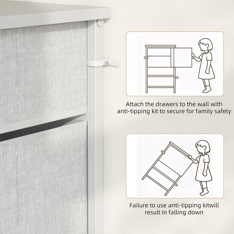 Bedroom Dresser Chests of Drawers with 10 Fabric