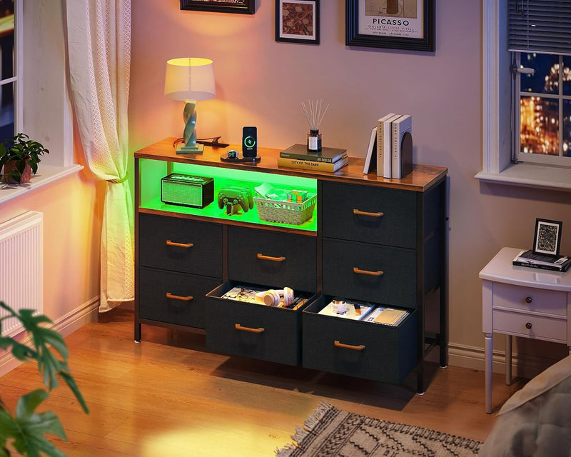 Bedroom Storage Unit with LED Strip 2 USB
