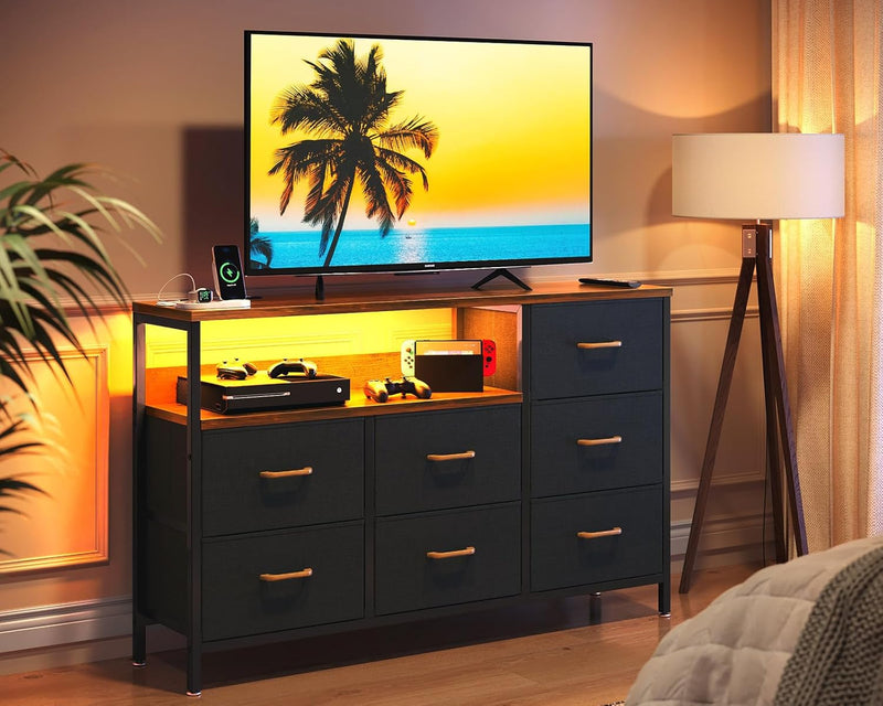 Bedroom Storage Unit with LED Strip 2 USB
