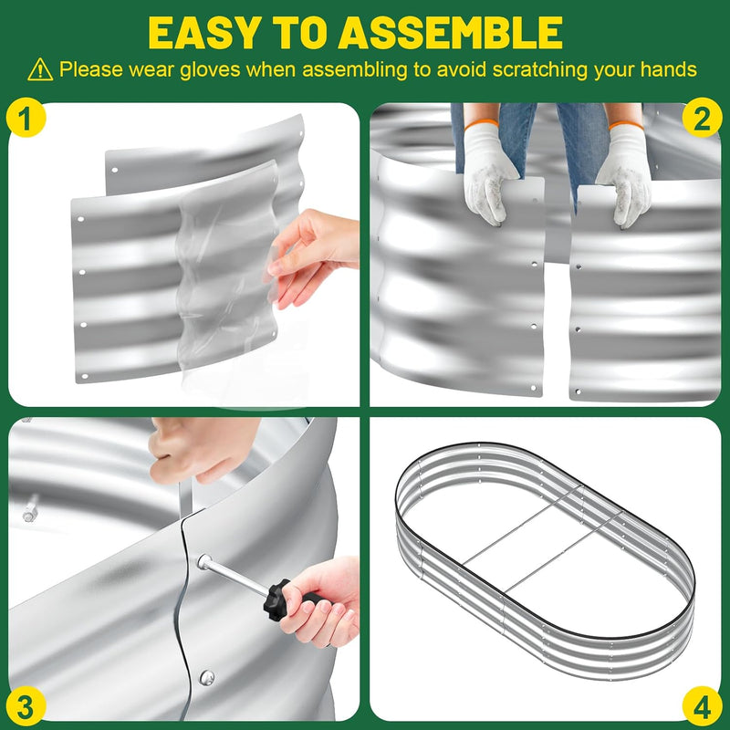 Raised Beds for Garden Galvanised Planters Box (Set of 2)