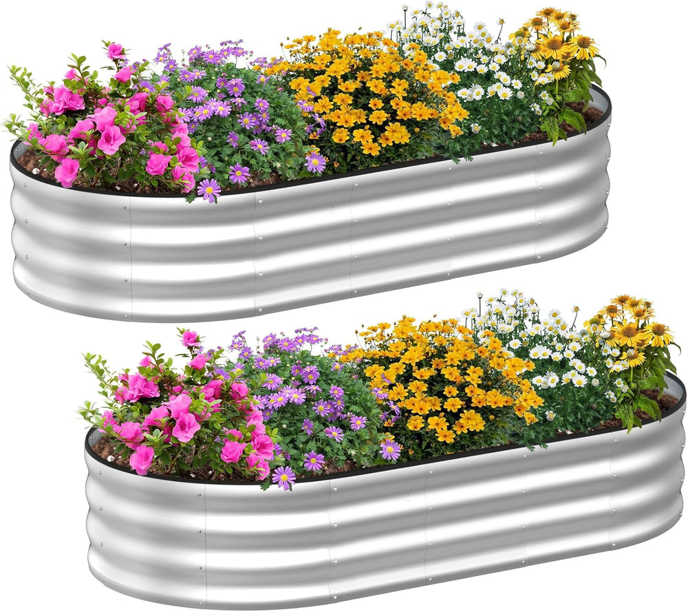 Raised Beds for Garden 2pcs Galvanised Planters