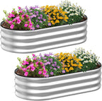 Beds for Garden Galvanised Planters Box (Set of 2)