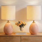 17.7" Bedside Table Lamps Lamp with Ceramic (Set of 2)