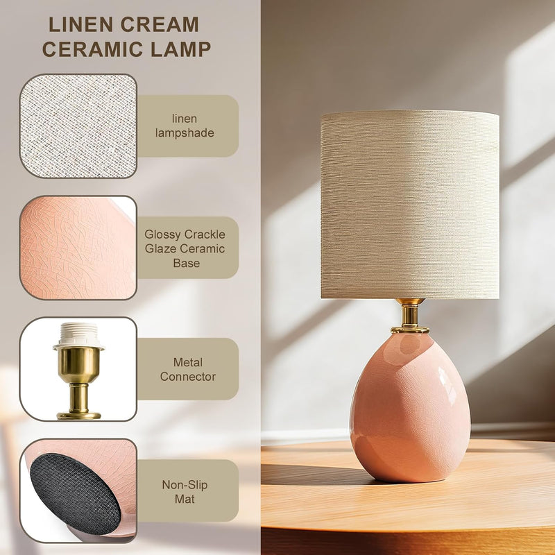 17.7" Bedside Table Lamps Lamp with Ceramic (Set of 2)