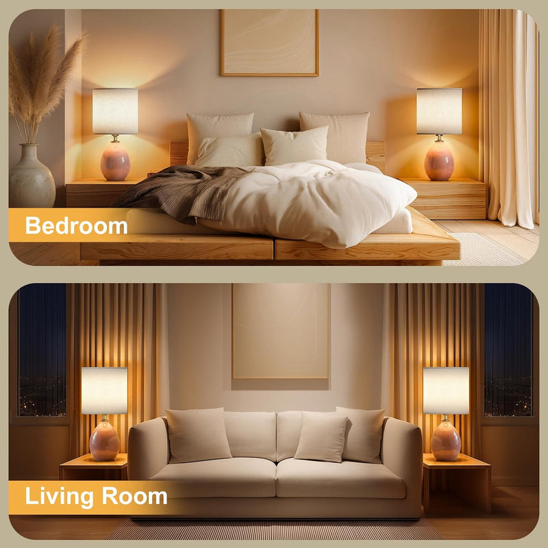 17.7" Bedside Table Lamps Lamp with Ceramic (Set of 2)