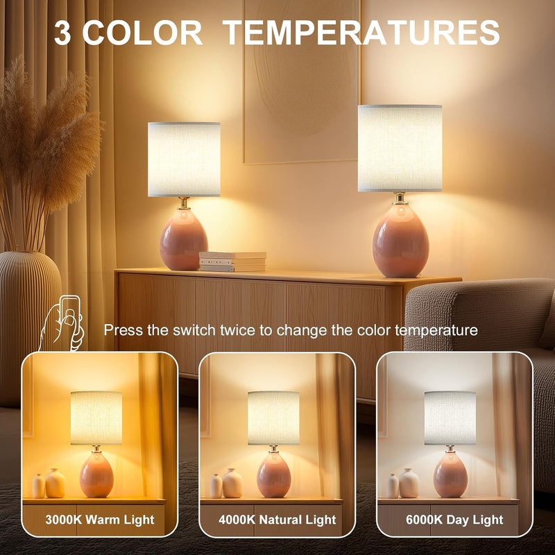 17.7" Bedside Table Lamps Lamp with Ceramic (Set of 2)