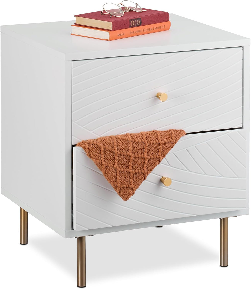 Bedside Table 2 Drawers Cabinet Bedroom Side