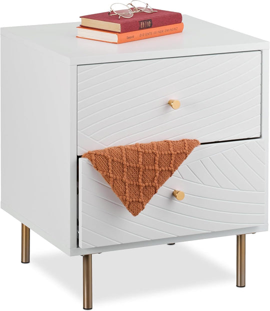 Bedside Table 2 Drawers Cabinet Bedroom Side