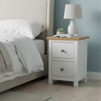 Bedside Table 2 Drawers Solid Wooden Side End Cabinet