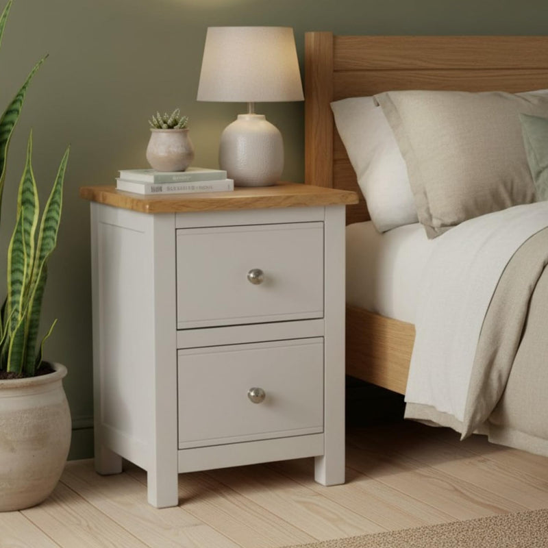 100% Oak Top Bedside Cabinet Deep Drawers Fully