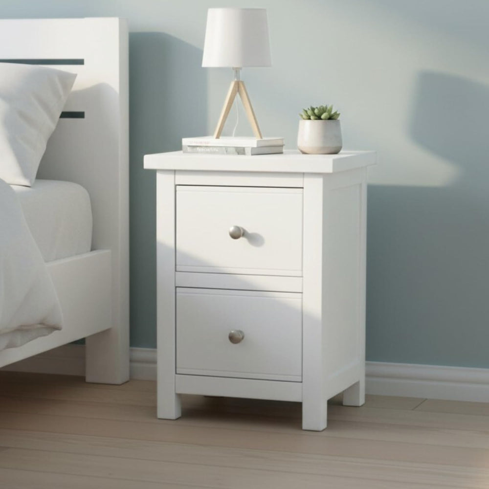 100% Oak Top Bedside Cabinet Deep Drawers Fully