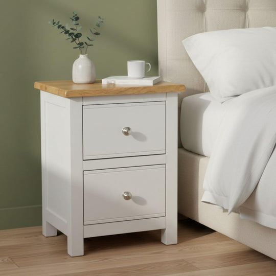 100% Oak Top Bedside Cabinet Deep Drawers Fully
