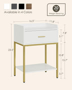 Bedside Table 3-Tier Cabinet with Storage Drawer