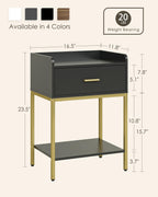 Bedside Table 3-Tier Cabinet with Storage Drawer