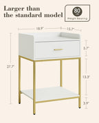 Bedside Table 3-Tier Cabinet with Storage Drawer