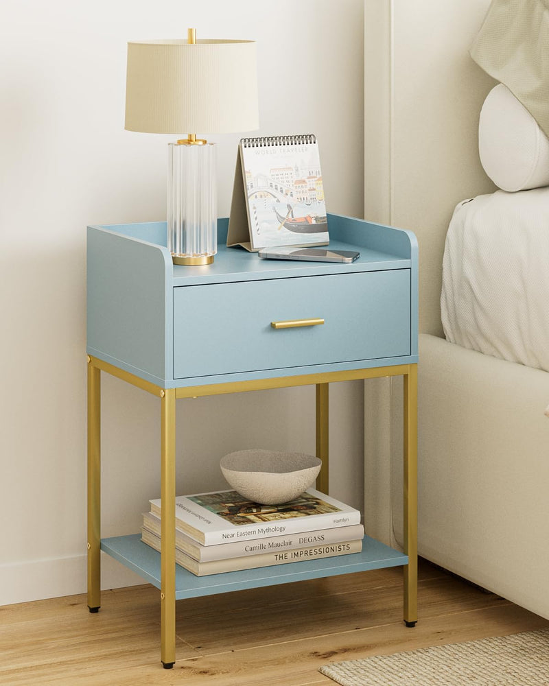 Bedside Table 3-Tier Cabinet with Storage Drawer