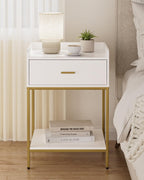 Bedside Table 3-Tier Cabinet with Storage Drawer