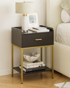 Bedside Table 3-Tier Cabinet with Storage Drawer