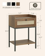 Bedside Table 3-Tier Cabinet with Storage Drawer