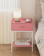 Bedside Table 3-Tier Cabinet with Storage Drawer