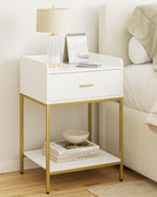 Bedside Table 3-Tier Cabinet with Storage Drawer
