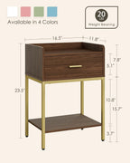 Bedside Table 3-Tier Cabinet with Storage Drawer