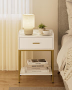 Bedside Table 3-Tier Cabinet with Storage Drawer