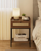 Bedside Table 3-Tier Cabinet with Storage Drawer