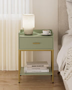 Bedside Table 3-Tier Cabinet with Storage Drawer