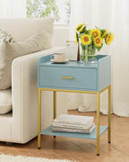 Bedside Table 3-Tier Cabinet with Storage Drawer
