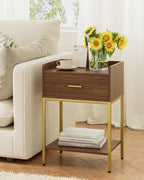Bedside Table 3-Tier Cabinet with Storage Drawer