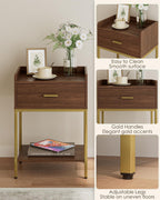 Bedside Table 3-Tier Cabinet with Storage Drawer