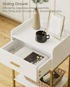 Bedside Table 3-Tier Cabinet with Storage Drawer