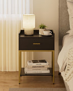 Bedside Table 3-Tier Cabinet with Storage Drawer